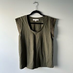 Loft green cap sleeve top